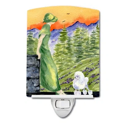 Caroline's Treasures Poodle Ceramic Night Light In Green
