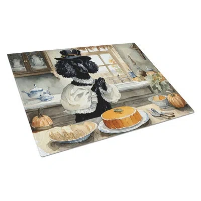 Caroline's Treasures Poodle Fall Kitchen Pumpkins Glass Cutting Board Large