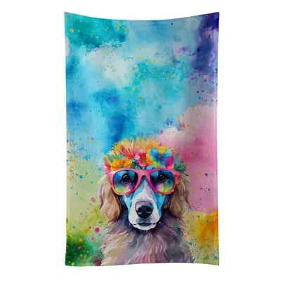 Caroline's Treasures Poodle Hippie Dawg Kitchen Towel In Multicolor