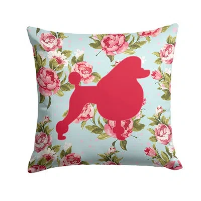 Caroline's Treasures Poodle Shabby Elegance Blue Roses Square Indoor/outdoor Throw Pillow