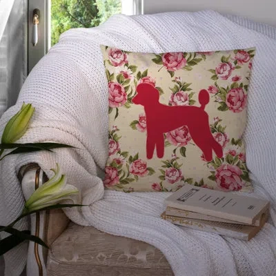 Caroline's Treasures Poodle Shabby Elegance Yellow Roses Floral 14" Throw Pillow In Light Yellow