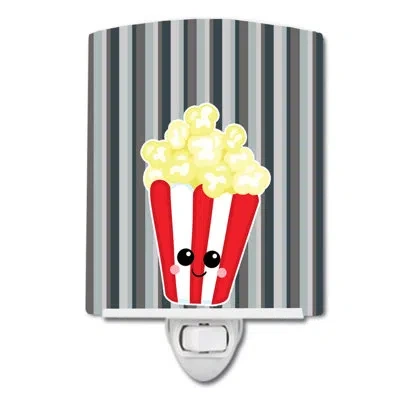 Caroline's Treasures Popcorn Face Ceramic Night Light In Black
