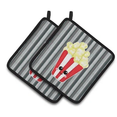 Caroline's Treasures Popcorn Face Potholder In Black;red