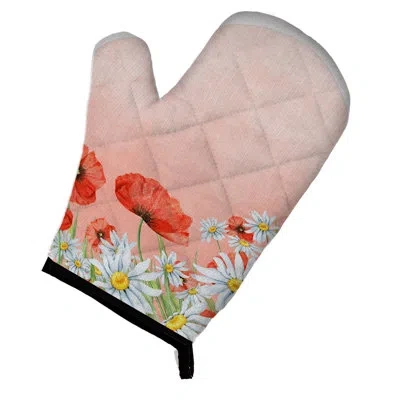 Caroline's Treasures Poppies And Chamomiles Oven Mitt In Red;peach