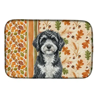 Caroline's Treasures Portuguese Water Dog Heirloom Fall Dish Drying Mat In Natural