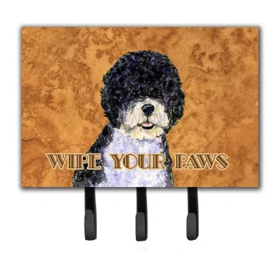 Caroline's Treasures Portuguese Water Dog Wipe Your Paws Leash Holder And Key Holder In Brown
