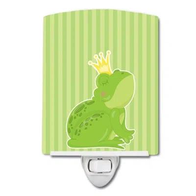 Caroline's Treasures Prince Frog Ceramic Night Light In Green