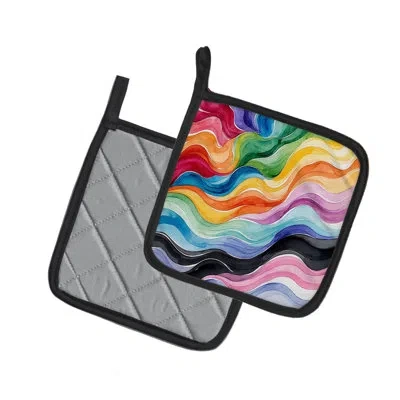 Caroline's Treasures Progress Pride Waves Of Unity Pair Of Pot Holders In Multicolor