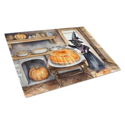 Caroline's Treasures Pug Fall Kitchen Pumpkins Glass Cutting Board Large
