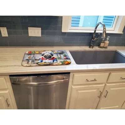 Caroline's Treasures Pug The Chef Dish Drying Mat In Natural