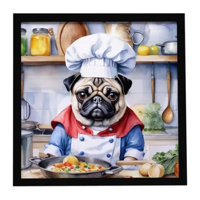 Caroline's Treasures Pug The Chef Framed Metal Print In Multi