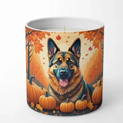 Caroline's Treasures Pumpkin Spice Scented Tumbler Candle With Ceramic Holder In Multi Color