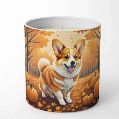 Caroline's Treasures Pumpkin Spice Scented Tumbler Candle With Ceramic Holder In Multi Color