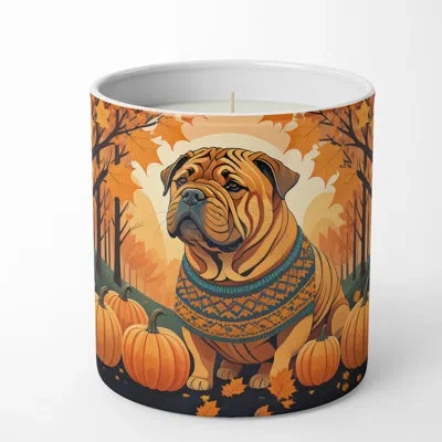 Caroline's Treasures Pumpkin Spice Scented Tumbler Candle With Ceramic Holder In Multi Color