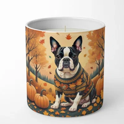 Caroline's Treasures Pumpkin Spice Scented Tumbler Candle With Ceramic Holder In Multi Color