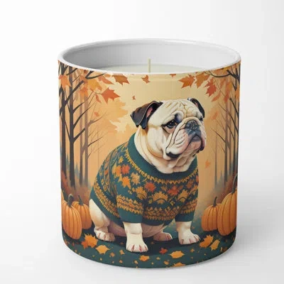 Caroline's Treasures Pumpkin Spice Scented Tumbler Candle With Ceramic Holder In Multi Color
