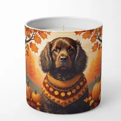Caroline's Treasures Pumpkin Spice Scented Tumbler Candle With Ceramic Holder In Multi Color