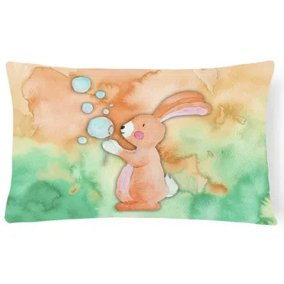 Caroline's Treasures Rabbit And Bubbles Watercolor Lumbar Pillow