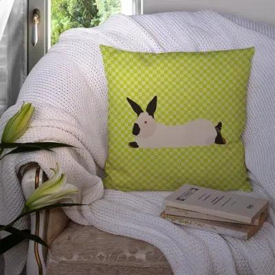 Caroline's Treasures Rabbit Check Canvas Outdoor Fabric Throw Pillow In Green