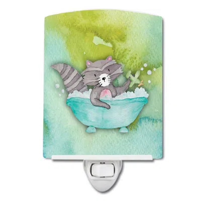 Caroline's Treasures Raccoon Bathing Watercolor Ceramic Night Light In Multi