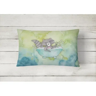 Caroline's Treasures Raccoon Bathing Watercolor Lumbar Pillow