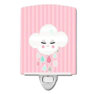 Caroline's Treasures Rain Cloud Ceramic Night Light In Pink
