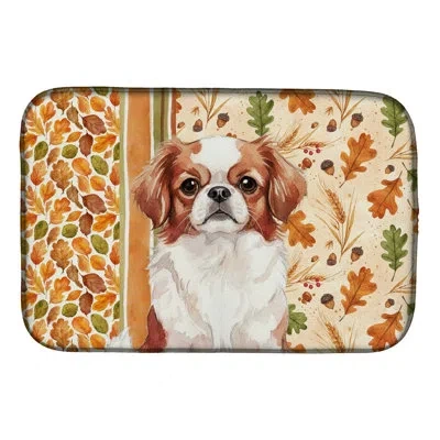 Caroline's Treasures Red And White Japanese Chin Heirloom Fall Dish Drying Mat In Natural