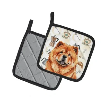 Caroline's Treasures Red Chow Chow Coffee Bar Pair Of Pot Holders In Multicolor