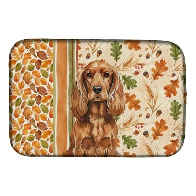 Caroline's Treasures Red English Cocker Spaniel Heirloom Fall Dish Drying Mat In Natural