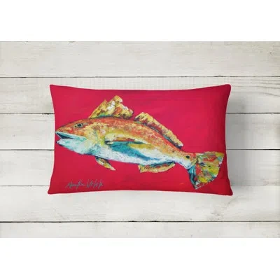 Caroline's Treasures Red Fish Woo Hoo Indoor/outdoor Throw Pillow
