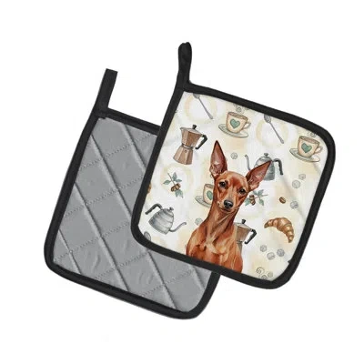 Caroline's Treasures Red Miniature Pinscher Min Pin Coffee Bar Pair Of Pot Holders In Multicolor