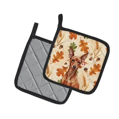 Caroline's Treasures Red Miniature Pinscher Min Pin Heirloom Fall Pair Of Pot Holders In Multicolor