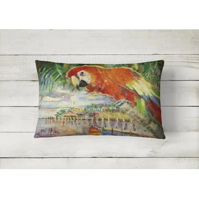 Caroline's Treasures Red Parrot At Lulu's Indoor/outdoor Throw Pillow