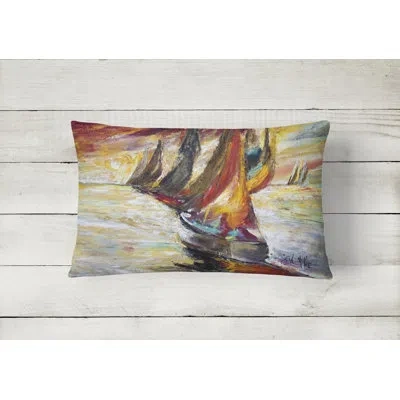 Caroline's Treasures Red Sails Sailboat Indoor/outdoor Throw Pillow