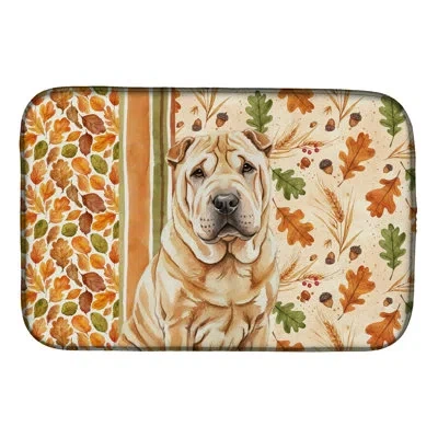 Caroline's Treasures Red Shar Pei Heirloom Fall Dish Drying Mat In Natural