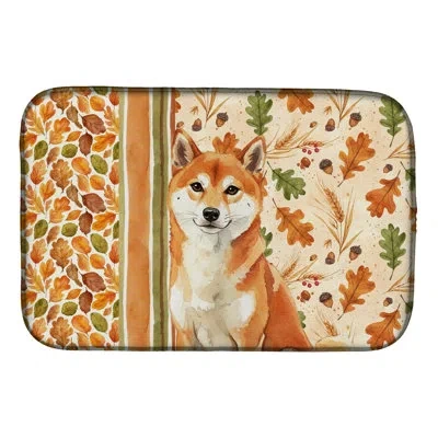 Caroline's Treasures Red Shiba Inu Heirloom Fall Dish Drying Mat In Natural