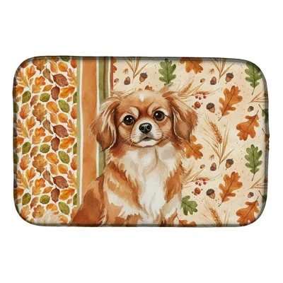 Caroline's Treasures Red Tibetan Spaniel Heirloom Fall Dish Drying Mat In Natural