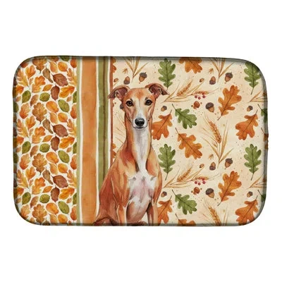 Caroline's Treasures Red Whippet Heirloom Fall Dish Drying Mat In Natural