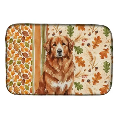 Caroline's Treasures Reddish Brown Great Pyrenees Heirloom Fall Dish Drying Mat In Natural