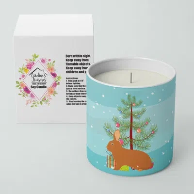 Caroline's Treasures Rex Rabbit Christmas 10 oz Decorative Soy Candle In Blue;green