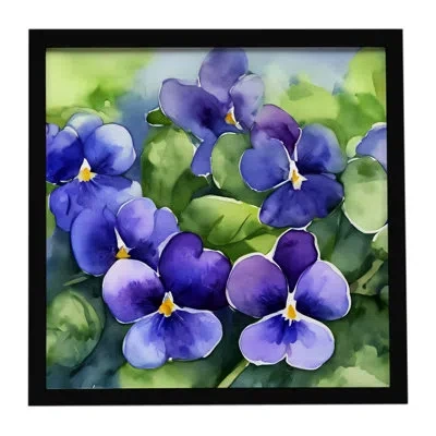 Caroline's Treasures Rhode Island Violets In Watercolor Framed Metal Print In Multi
