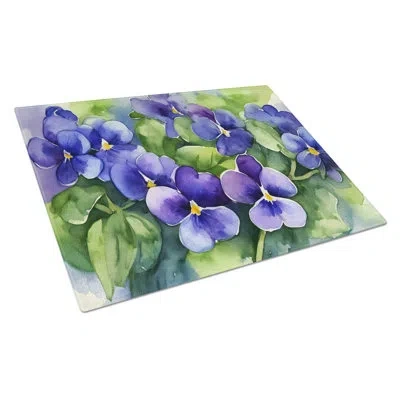 Caroline's Treasures Rhode Island Violets In Watercolor Glass Cutting Board Large