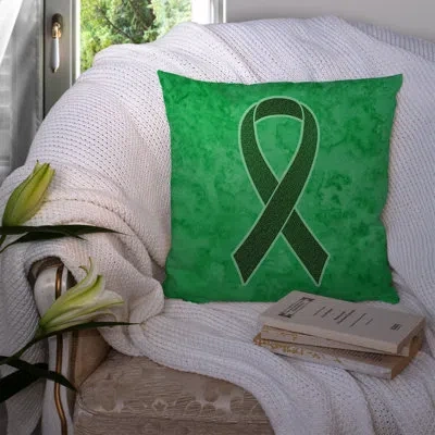 Caroline's Treasures Ribbon For Liver Cancer Awareness Indoor/outdoor Throw Pillow