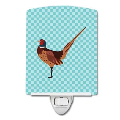 Caroline's Treasures Ring-necked Common Pheasant Check Ceramic Night Light In Blue