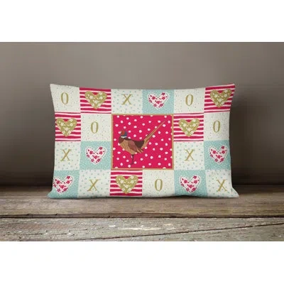 Caroline's Treasures Ring-necked Common Pheasant Love Indoor / Outdoor Patchwork Lumbar Pillow