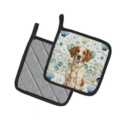 Caroline's Treasures Roan Brittany Coastal Sea Glass Pair Of Pot Holders In Multicolor