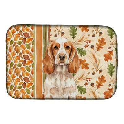 Caroline's Treasures Roan English Cocker Spaniel Heirloom Fall Dish Drying Mat In Natural