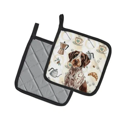 Caroline's Treasures Roan German Wirehaired Pointer Coffee Bar Pair Of Pot Holders In Multicolor