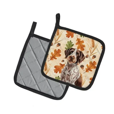 Caroline's Treasures Roan German Wirehaired Pointer Heirloom Fall Pair Of Pot Holders In Multicolor