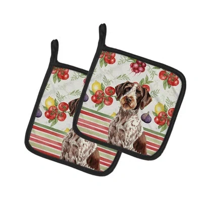 Caroline's Treasures Roan German Wirehaired Pointer Vegetables Pair Of Pot Holders In Multicolor